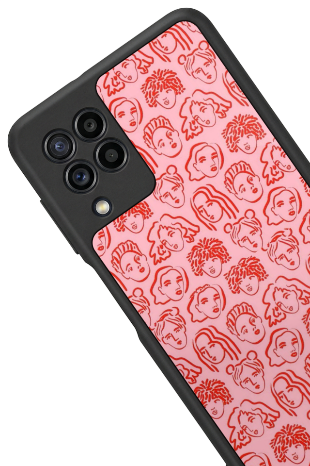 Samsung Galaxy M22 Uyumlu Line Art Tasarımlı Glossy Premium Kılıf