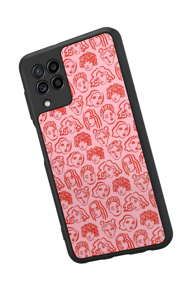 Samsung Galaxy M22 Uyumlu Line Art Tasarımlı Glossy Premium Kılıf