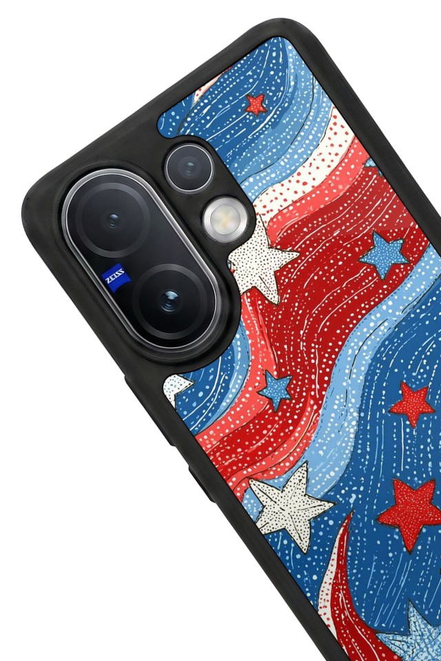 Vivo V60 Uyumlu Retro Yildizlar Tasarımlı Glossy Premium Kılıf