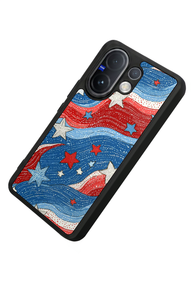Vivo V60 Uyumlu Retro Yildizlar Tasarımlı Glossy Premium Kılıf