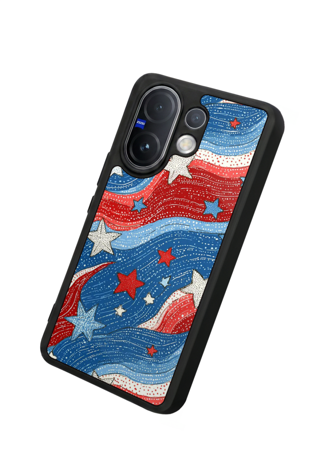 Vivo V60 Uyumlu Retro Yildizlar Tasarımlı Glossy Premium Kılıf