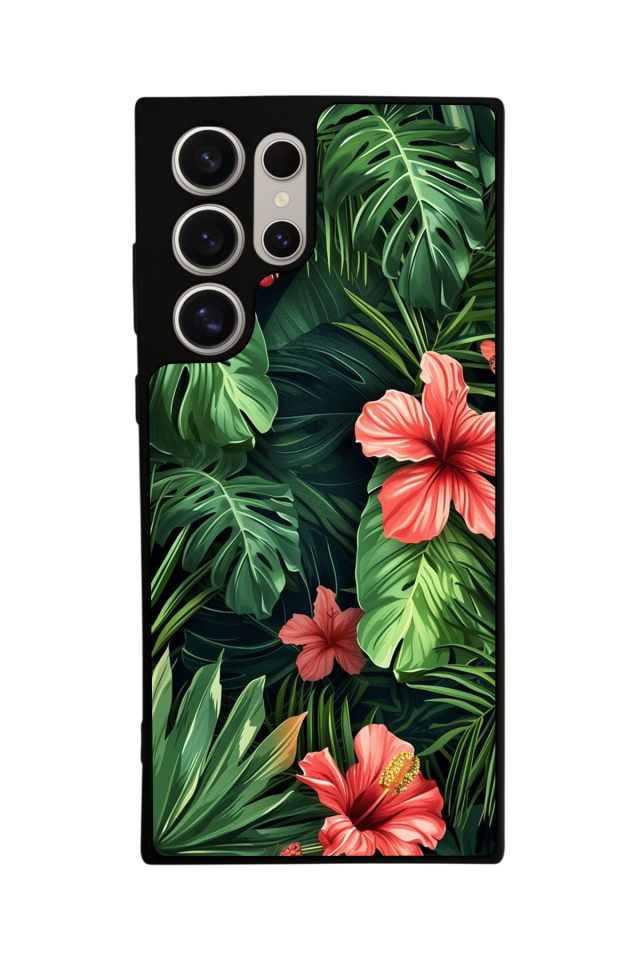 Samsung Galaxy S22 Ultra Uyumlu Botanik Tasarımlı Glossy Premium Kılıf