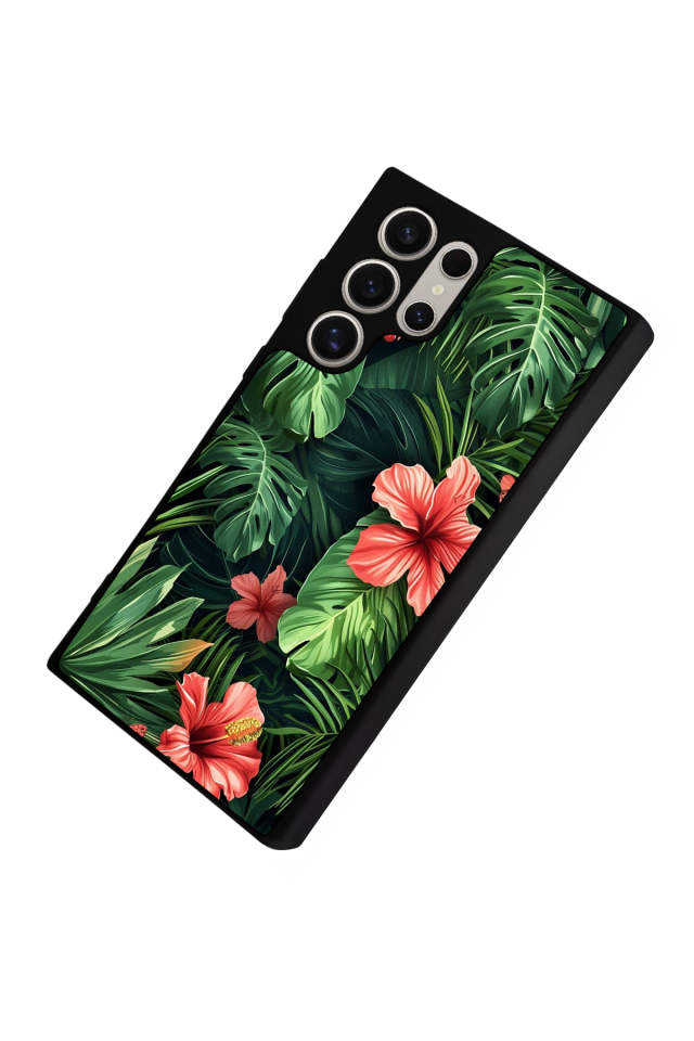 Samsung Galaxy S22 Ultra Uyumlu Botanik Tasarımlı Glossy Premium Kılıf