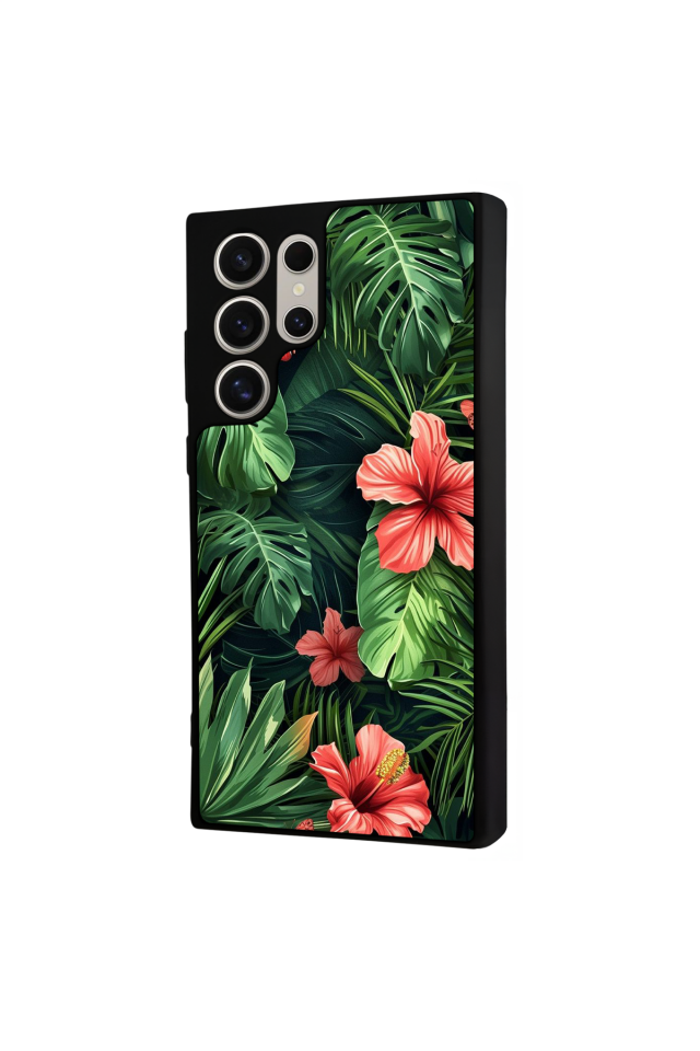 Samsung Galaxy S22 Ultra Uyumlu Botanik Tasarımlı Glossy Premium Kılıf