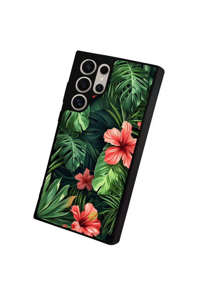 Samsung Galaxy S22 Ultra Uyumlu Botanik Tasarımlı Glossy Premium Kılıf