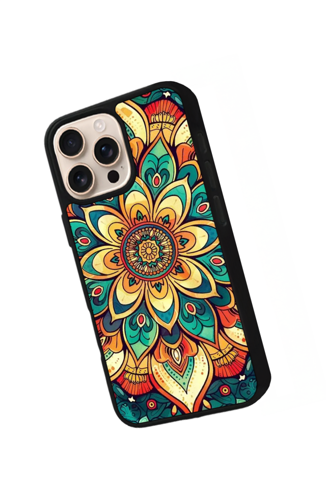 iPhone 16 Pro Uyumlu Mandala Tasarımlı Glossy Premium Kılıf