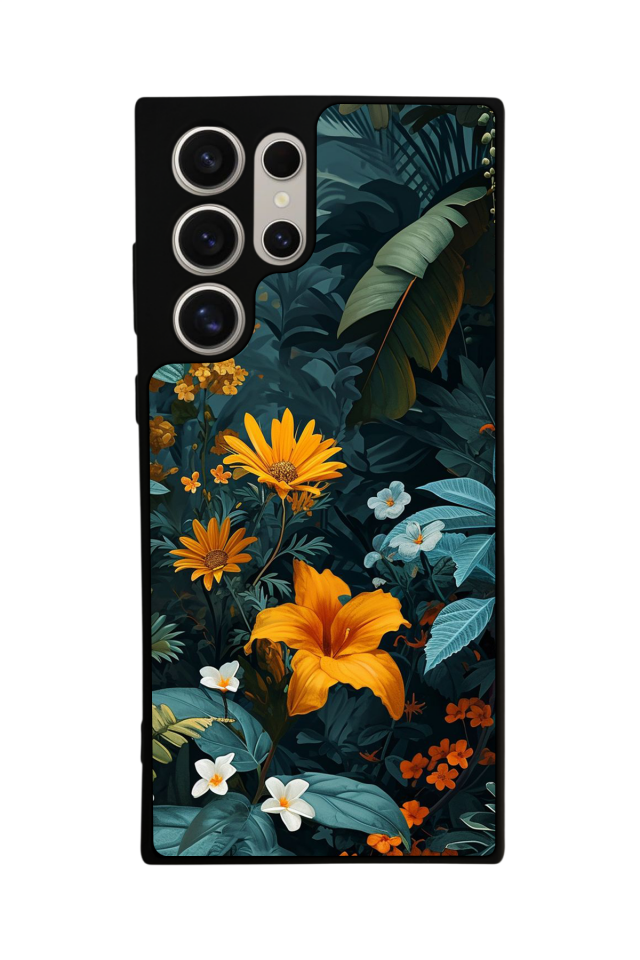 Samsung Galaxy S22 Ultra Uyumlu Botanik Tasarımlı Glossy Premium Kılıf