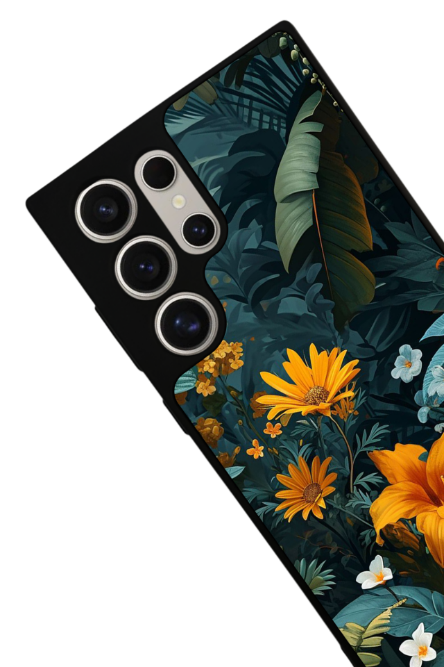 Samsung Galaxy S22 Ultra Uyumlu Botanik Tasarımlı Glossy Premium Kılıf
