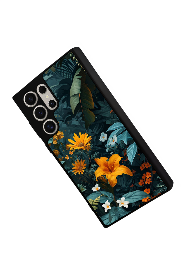 Samsung Galaxy S22 Ultra Uyumlu Botanik Tasarımlı Glossy Premium Kılıf