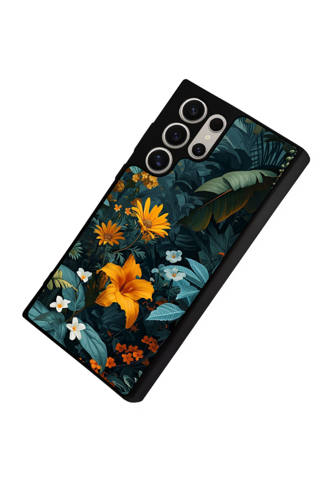 Samsung Galaxy S22 Ultra Uyumlu Botanik Tasarımlı Glossy Premium Kılıf