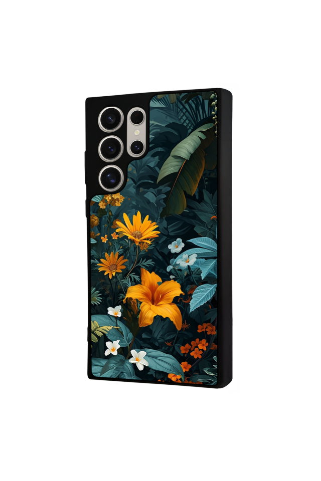 Samsung Galaxy S22 Ultra Uyumlu Botanik Tasarımlı Glossy Premium Kılıf