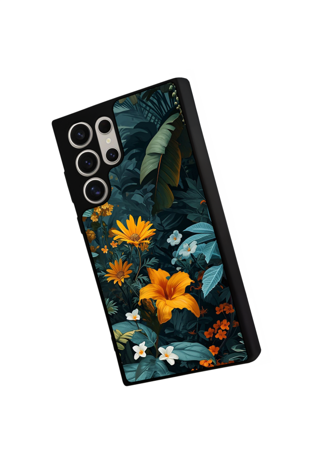 Samsung Galaxy S22 Ultra Uyumlu Botanik Tasarımlı Glossy Premium Kılıf