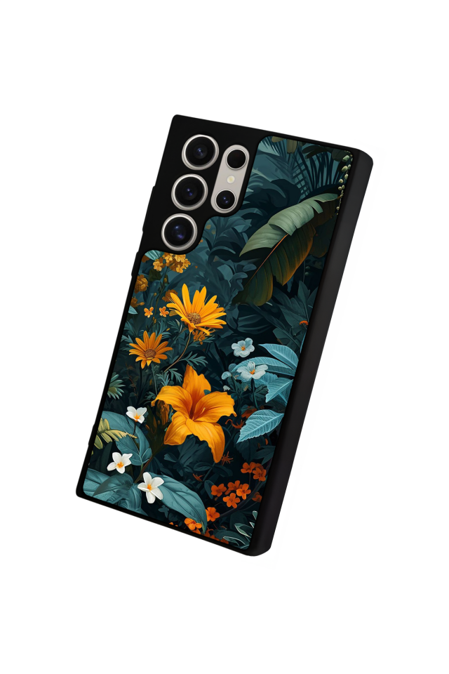 Samsung Galaxy S22 Ultra Uyumlu Botanik Tasarımlı Glossy Premium Kılıf