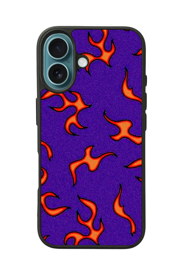 iPhone 16 Plus Uyumlu Retro Flame Patterns Tasarımlı Glossy Premium Kılıf