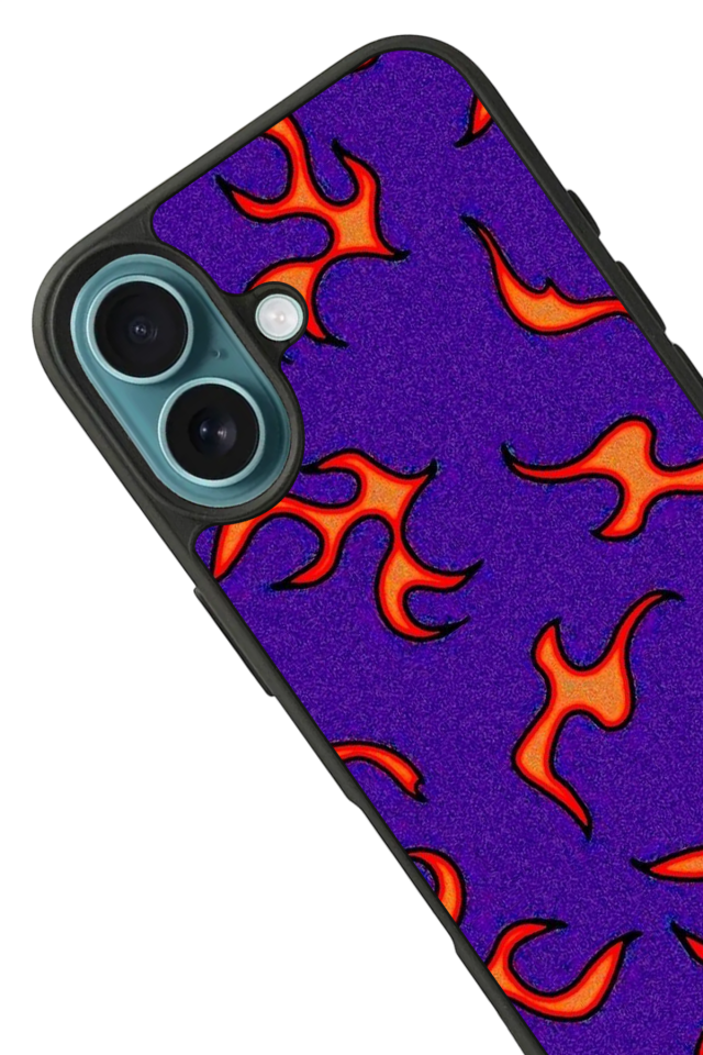 iPhone 16 Plus Uyumlu Retro Flame Patterns Tasarımlı Glossy Premium Kılıf