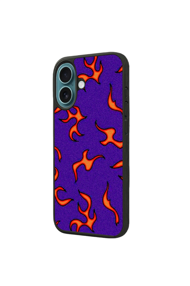 iPhone 16 Plus Uyumlu Retro Flame Patterns Tasarımlı Glossy Premium Kılıf