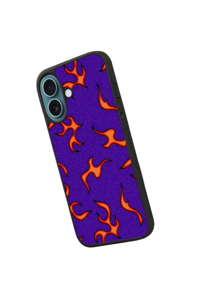 iPhone 16 Plus Uyumlu Retro Flame Patterns Tasarımlı Glossy Premium Kılıf