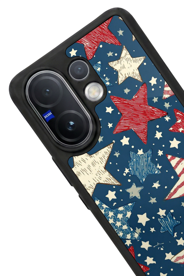 Vivo V60 Uyumlu Retro Yildizlar Tasarımlı Glossy Premium Kılıf