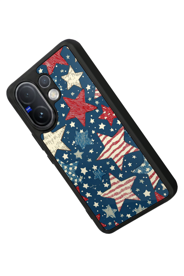 Vivo V60 Uyumlu Retro Yildizlar Tasarımlı Glossy Premium Kılıf
