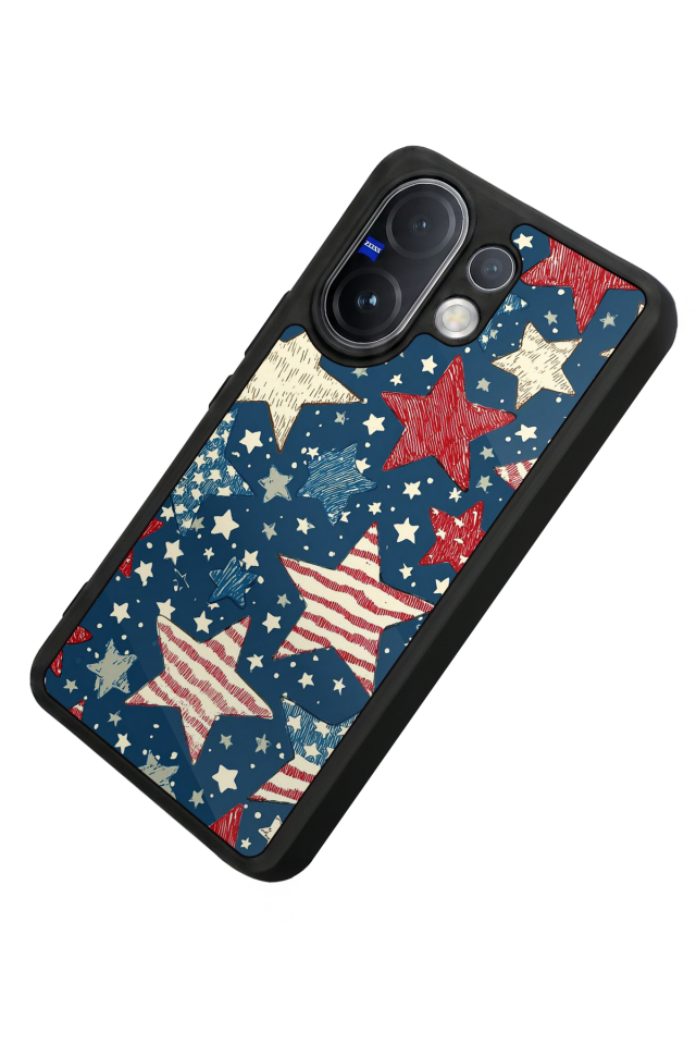 Vivo V60 Uyumlu Retro Yildizlar Tasarımlı Glossy Premium Kılıf