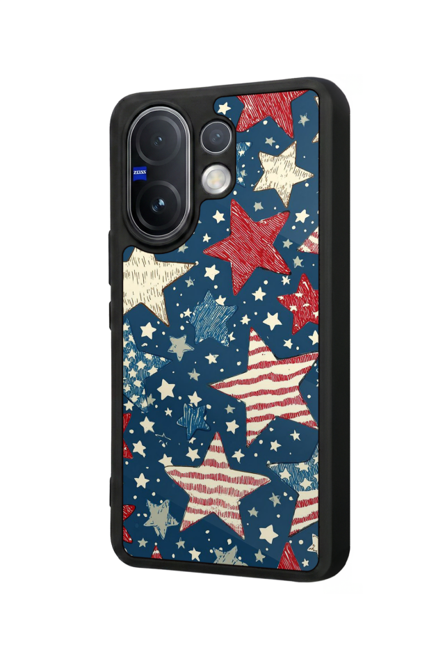 Vivo V60 Uyumlu Retro Yildizlar Tasarımlı Glossy Premium Kılıf
