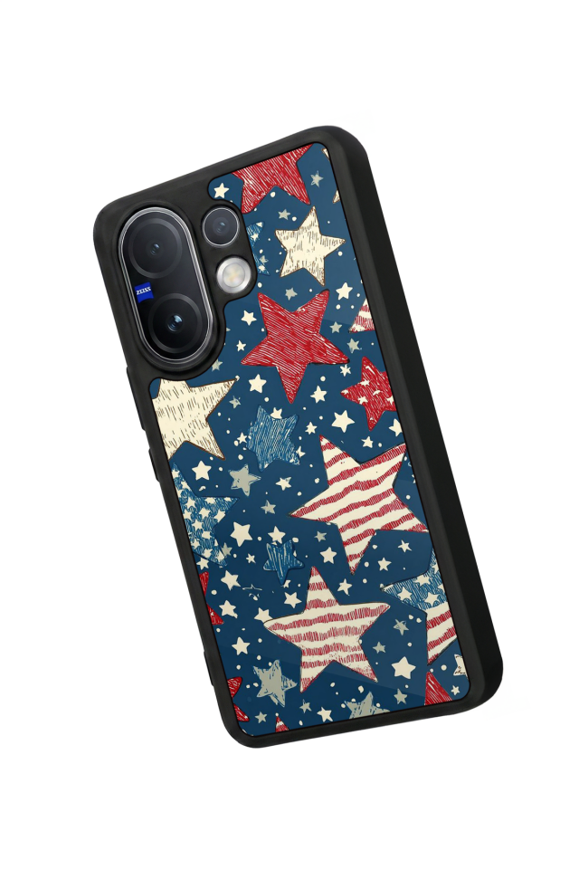 Vivo V60 Uyumlu Retro Yildizlar Tasarımlı Glossy Premium Kılıf