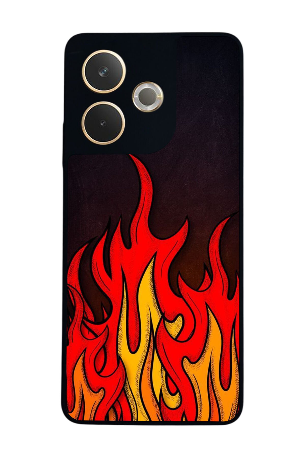 Oppo A5 Pro Uyumlu Retro Flame Patterns Tasarımlı Glossy Premium Kılıf