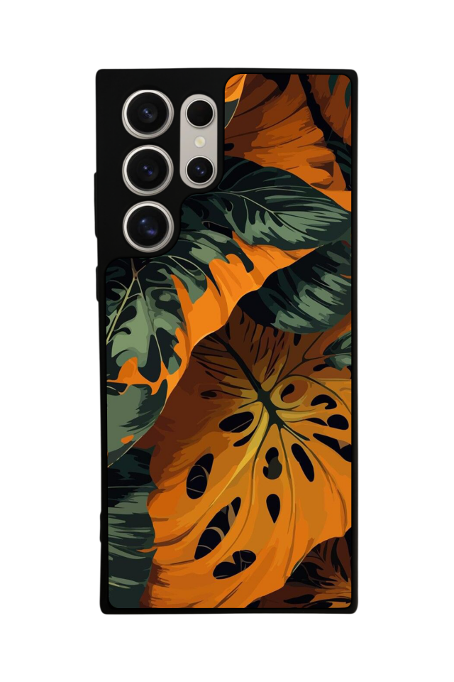 Samsung Galaxy S22 Ultra Uyumlu Botanik Tasarımlı Glossy Premium Kılıf