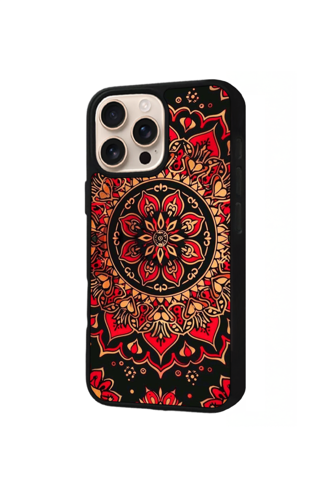 iPhone 16 Pro Uyumlu Mandala Tasarımlı Glossy Premium Kılıf