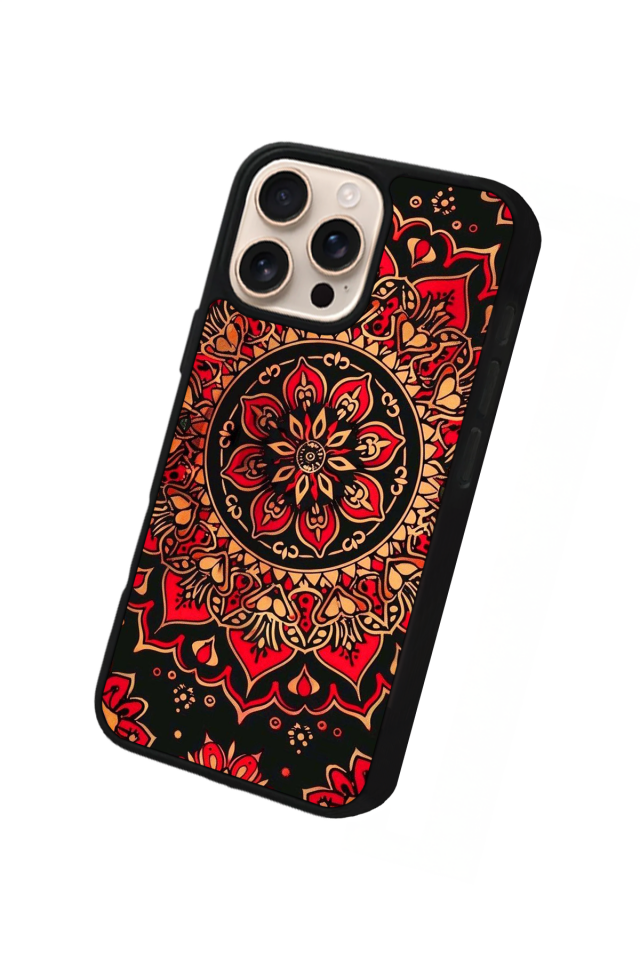 iPhone 16 Pro Uyumlu Mandala Tasarımlı Glossy Premium Kılıf