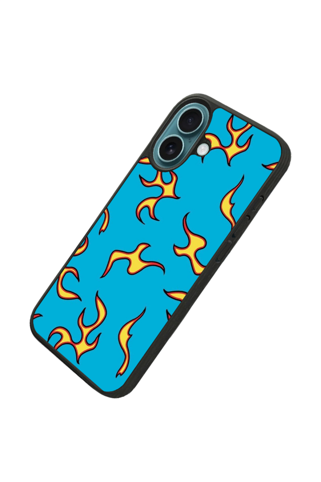 iPhone 16 Plus Uyumlu Retro Flame Patterns Tasarımlı Glossy Premium Kılıf