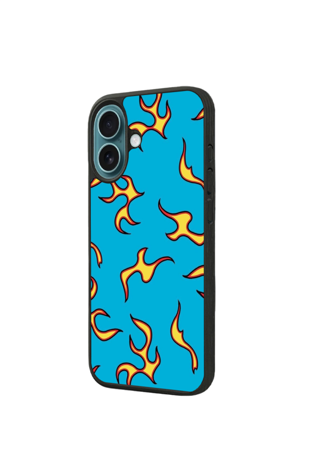 iPhone 16 Plus Uyumlu Retro Flame Patterns Tasarımlı Glossy Premium Kılıf