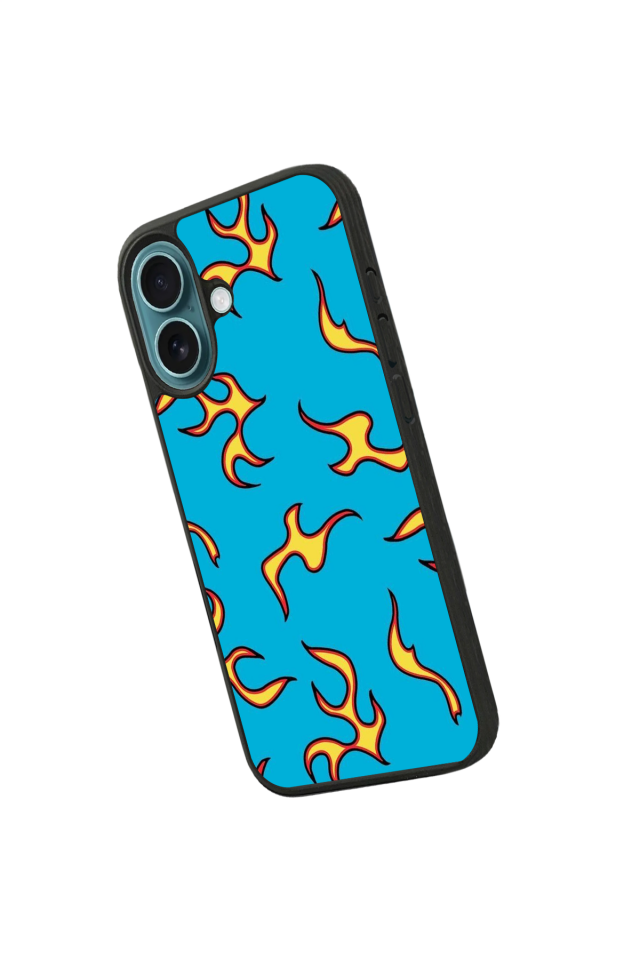 iPhone 16 Plus Uyumlu Retro Flame Patterns Tasarımlı Glossy Premium Kılıf
