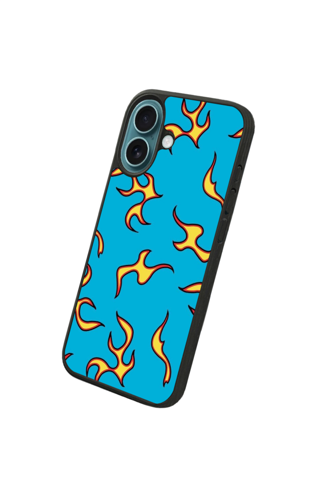 iPhone 16 Plus Uyumlu Retro Flame Patterns Tasarımlı Glossy Premium Kılıf