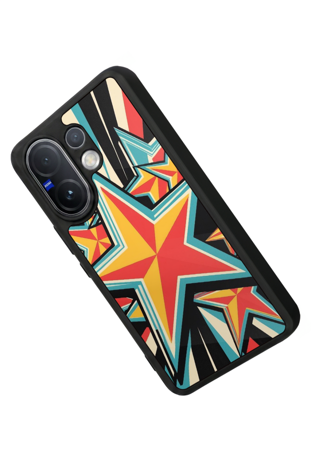 Vivo V60 Uyumlu Retro Yildizlar Tasarımlı Glossy Premium Kılıf