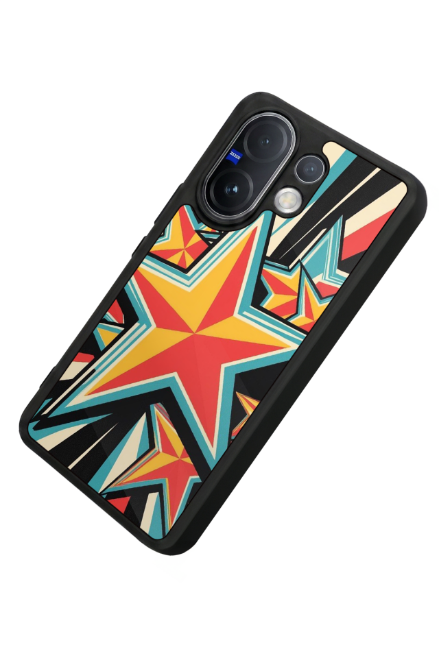 Vivo V60 Uyumlu Retro Yildizlar Tasarımlı Glossy Premium Kılıf