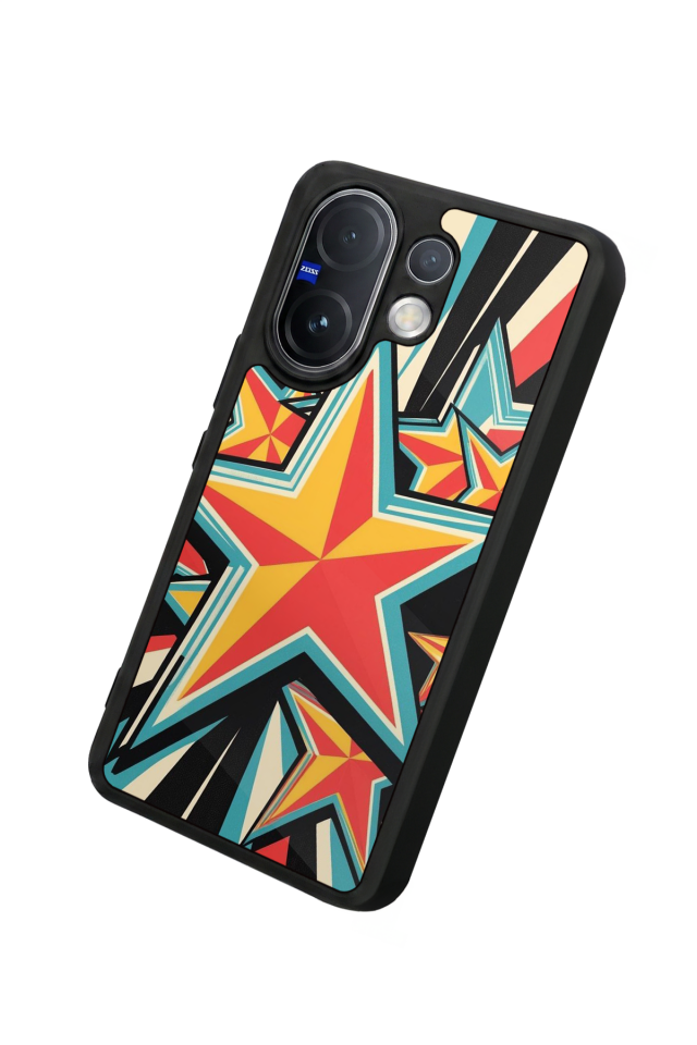 Vivo V60 Uyumlu Retro Yildizlar Tasarımlı Glossy Premium Kılıf