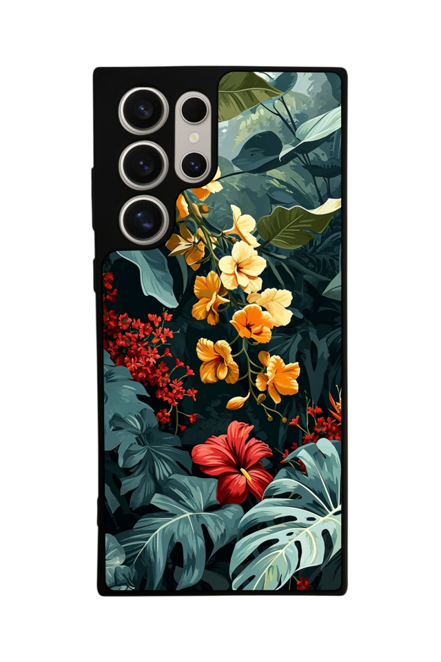 Samsung Galaxy S22 Ultra Uyumlu Botanik Tasarımlı Glossy Premium Kılıf