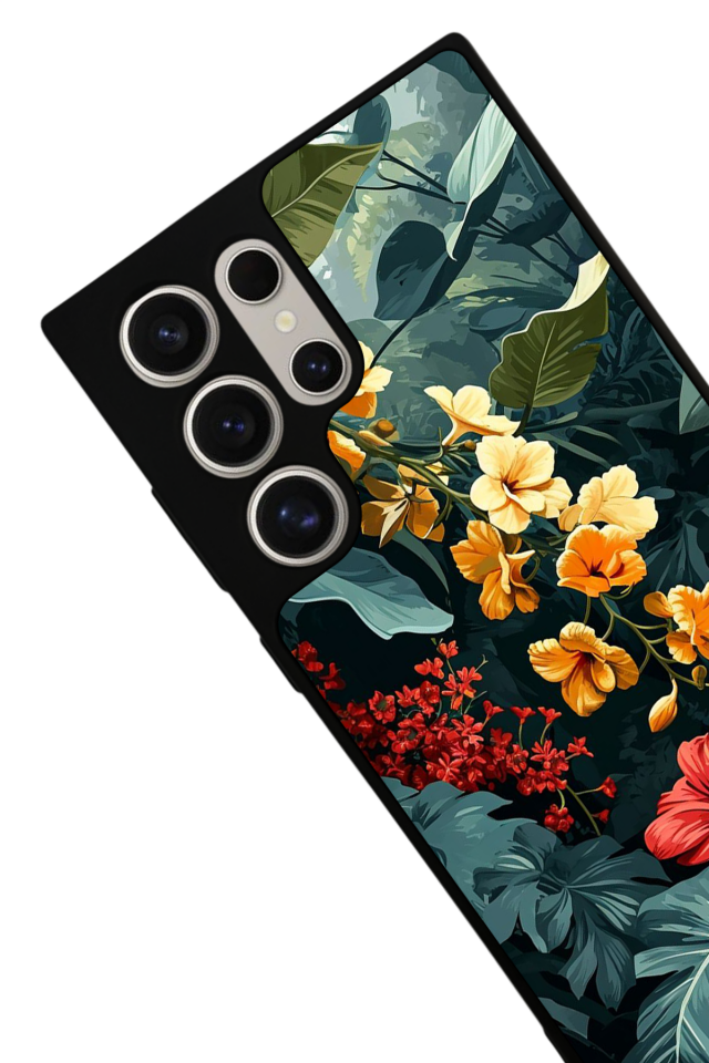 Samsung Galaxy S22 Ultra Uyumlu Botanik Tasarımlı Glossy Premium Kılıf