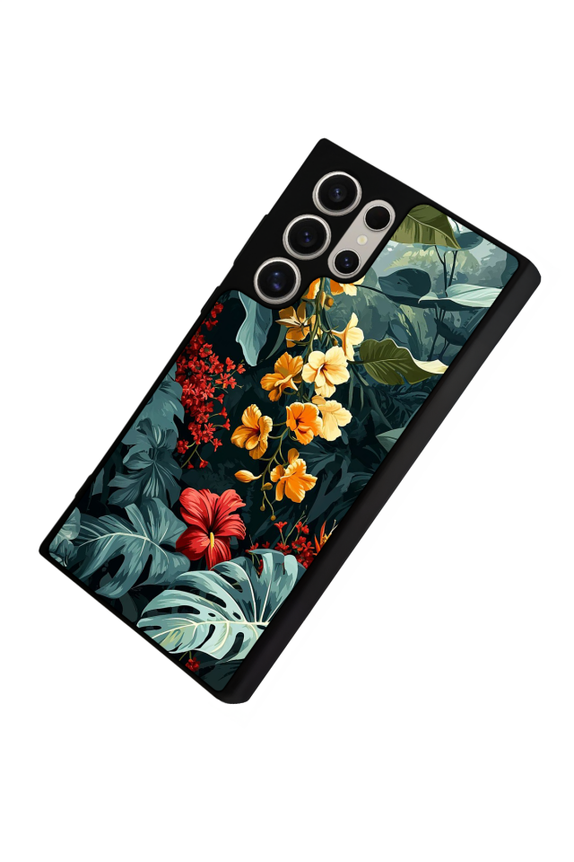 Samsung Galaxy S22 Ultra Uyumlu Botanik Tasarımlı Glossy Premium Kılıf