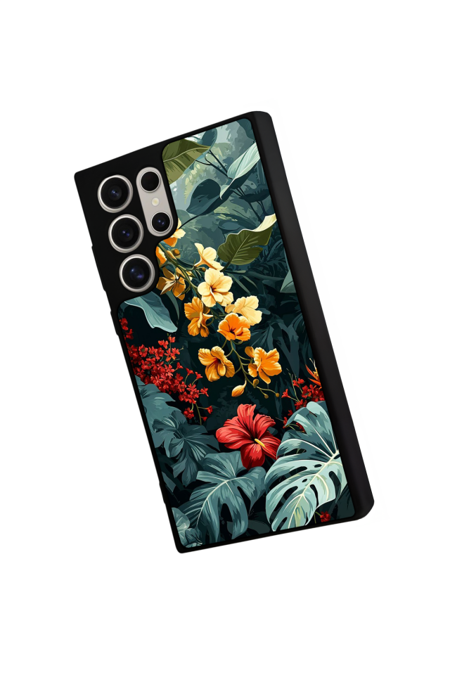 Samsung Galaxy S22 Ultra Uyumlu Botanik Tasarımlı Glossy Premium Kılıf