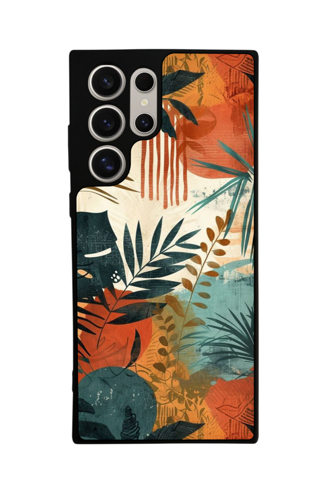 Samsung Galaxy S22 Ultra Uyumlu Botanik Tasarımlı Glossy Premium Kılıf