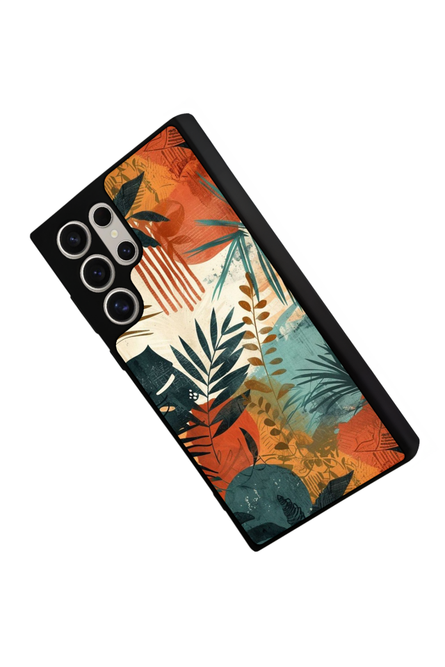 Samsung Galaxy S22 Ultra Uyumlu Botanik Tasarımlı Glossy Premium Kılıf