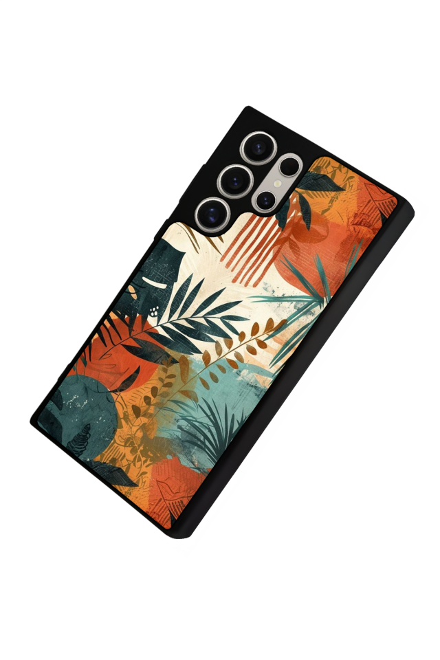 Samsung Galaxy S22 Ultra Uyumlu Botanik Tasarımlı Glossy Premium Kılıf