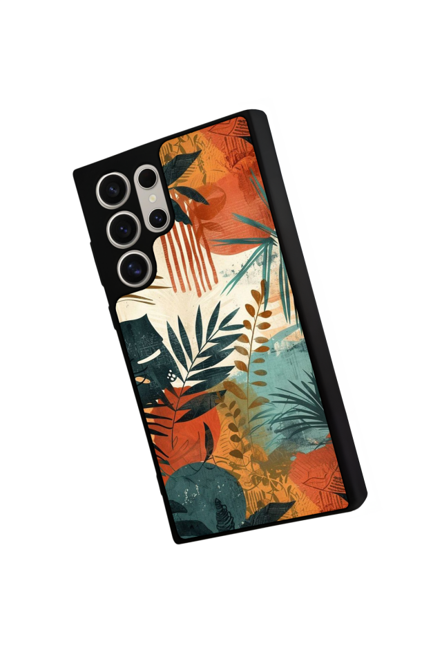 Samsung Galaxy S22 Ultra Uyumlu Botanik Tasarımlı Glossy Premium Kılıf