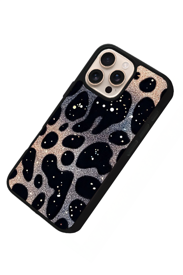 iPhone 15 Pro Max Uyumlu Hologram Leopar Tasarımlı Glossy Premium Kılıf