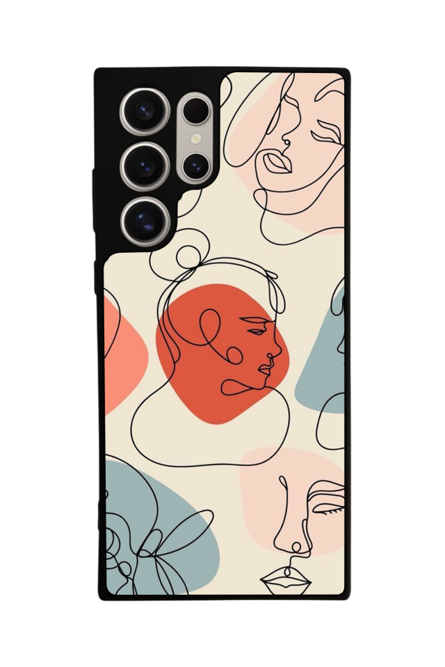 Samsung Galaxy S23 Ultra Uyumlu Line Art Tasarımlı Glossy Premium Kılıf