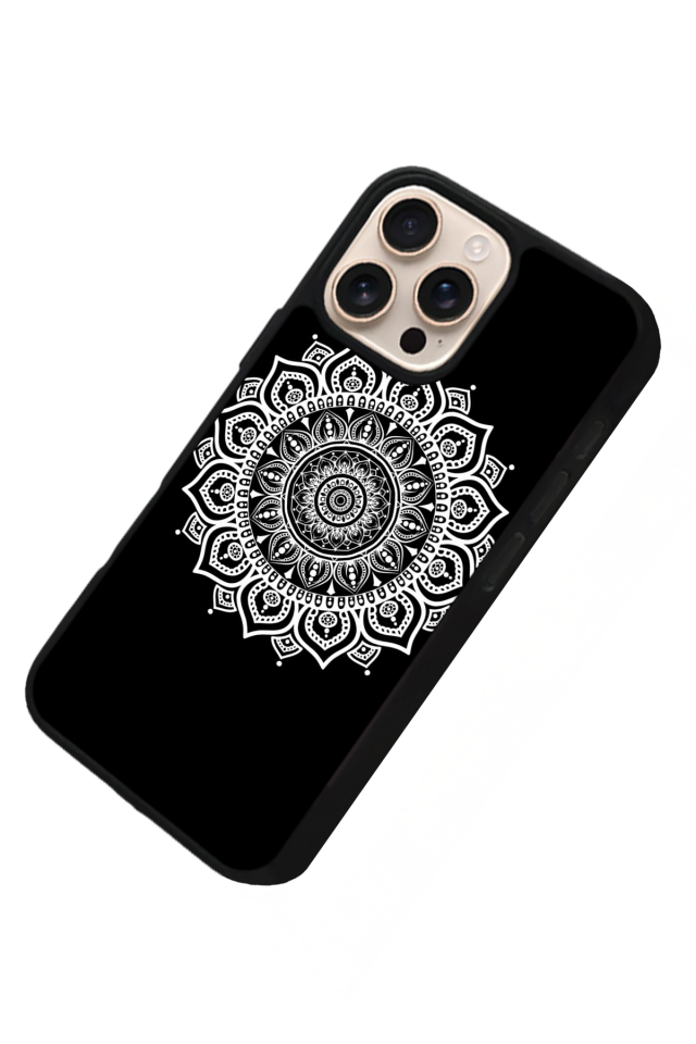iPhone 16 Pro Uyumlu Mandala Tasarımlı Glossy Premium Kılıf
