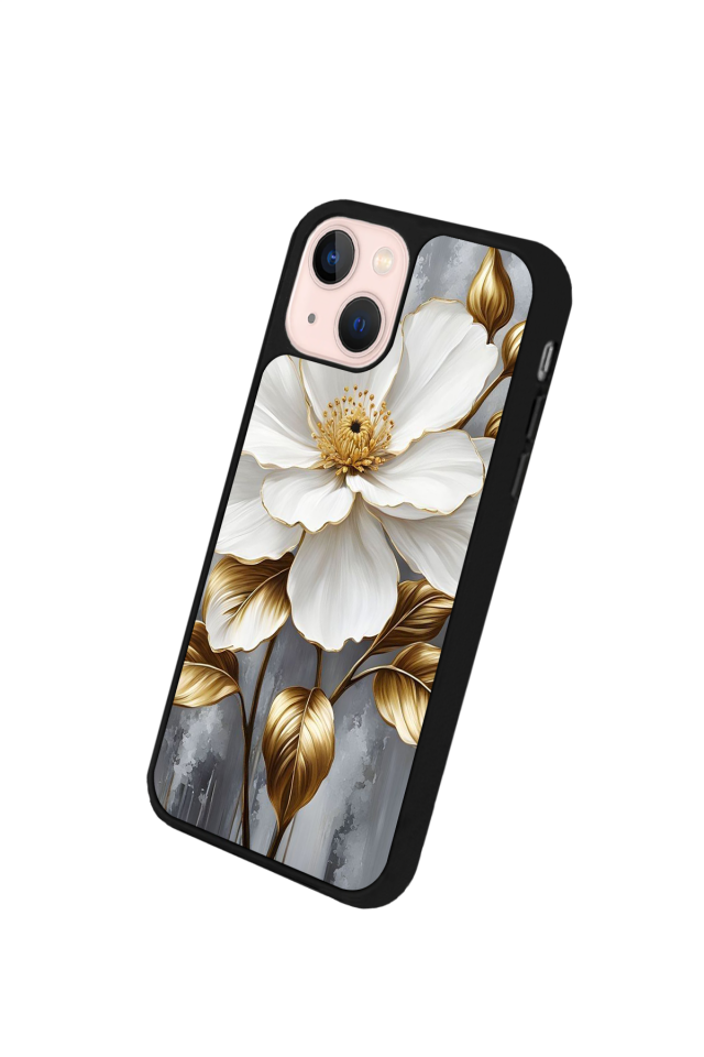 iPhone 13/14 Uyumlu Yaldizli Cicek Tasarımlı Glossy Premium Kılıf
