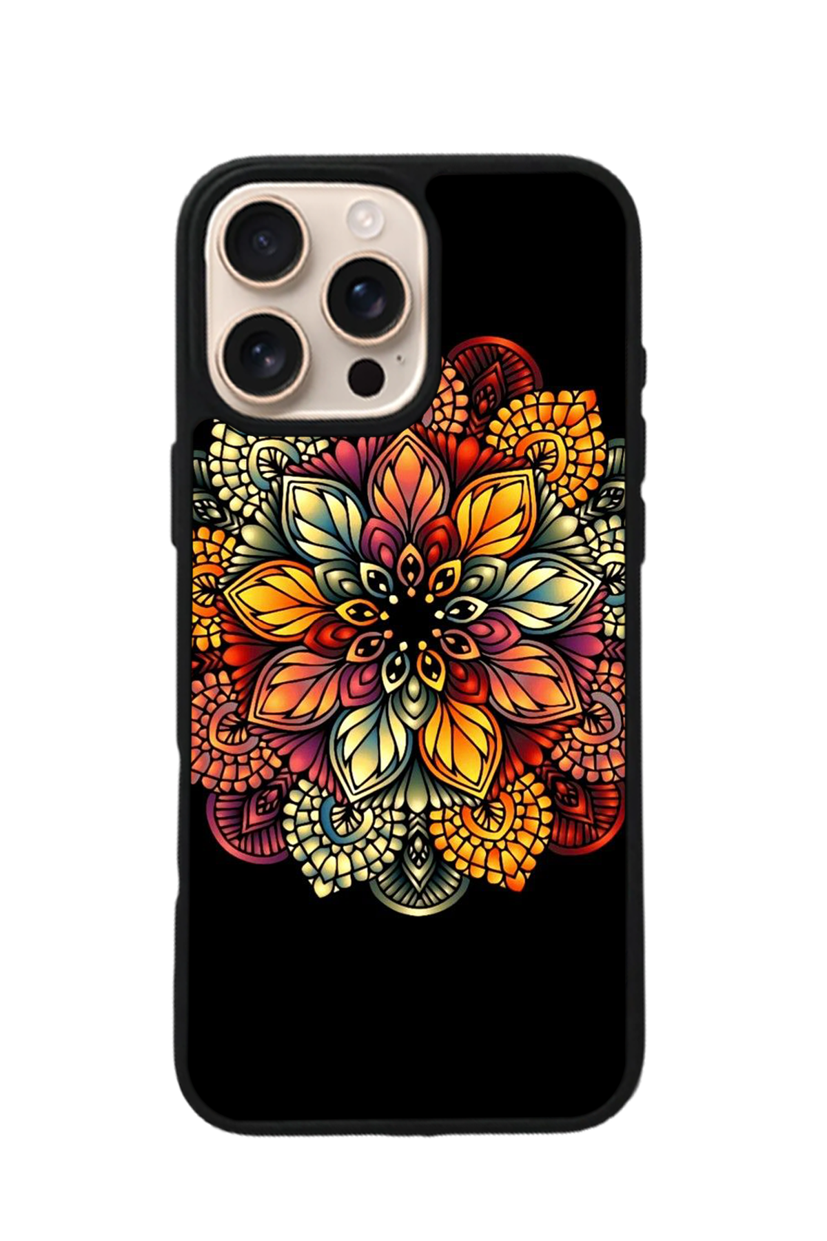 iPhone 16 Pro Uyumlu Mandala Tasarımlı Glossy Premium Kılıf